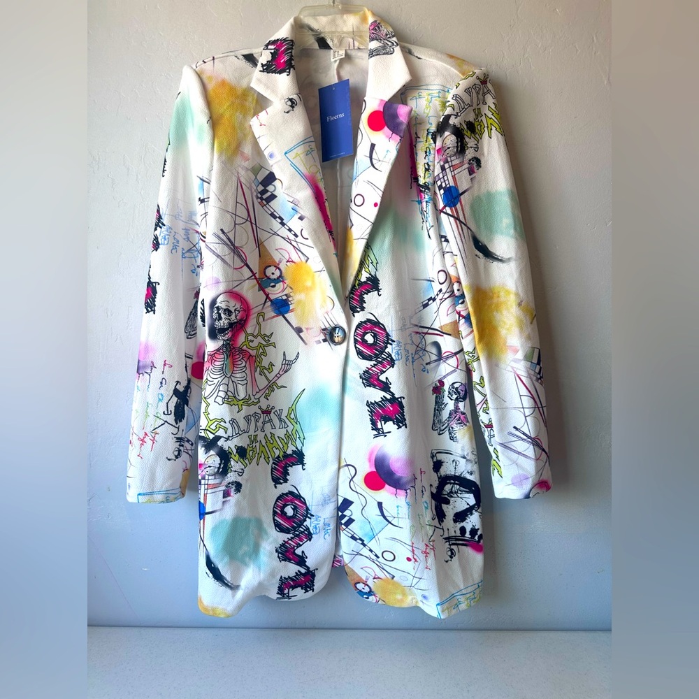 Floerns Women's Casual Long Sleeve Med Graphic Colorful Blazer Work Suit Jackets - Picture 3 of 12